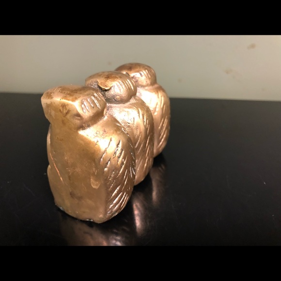 Vintage Three Wise Monkeys Small Brass Statue - Picture 14 of 15